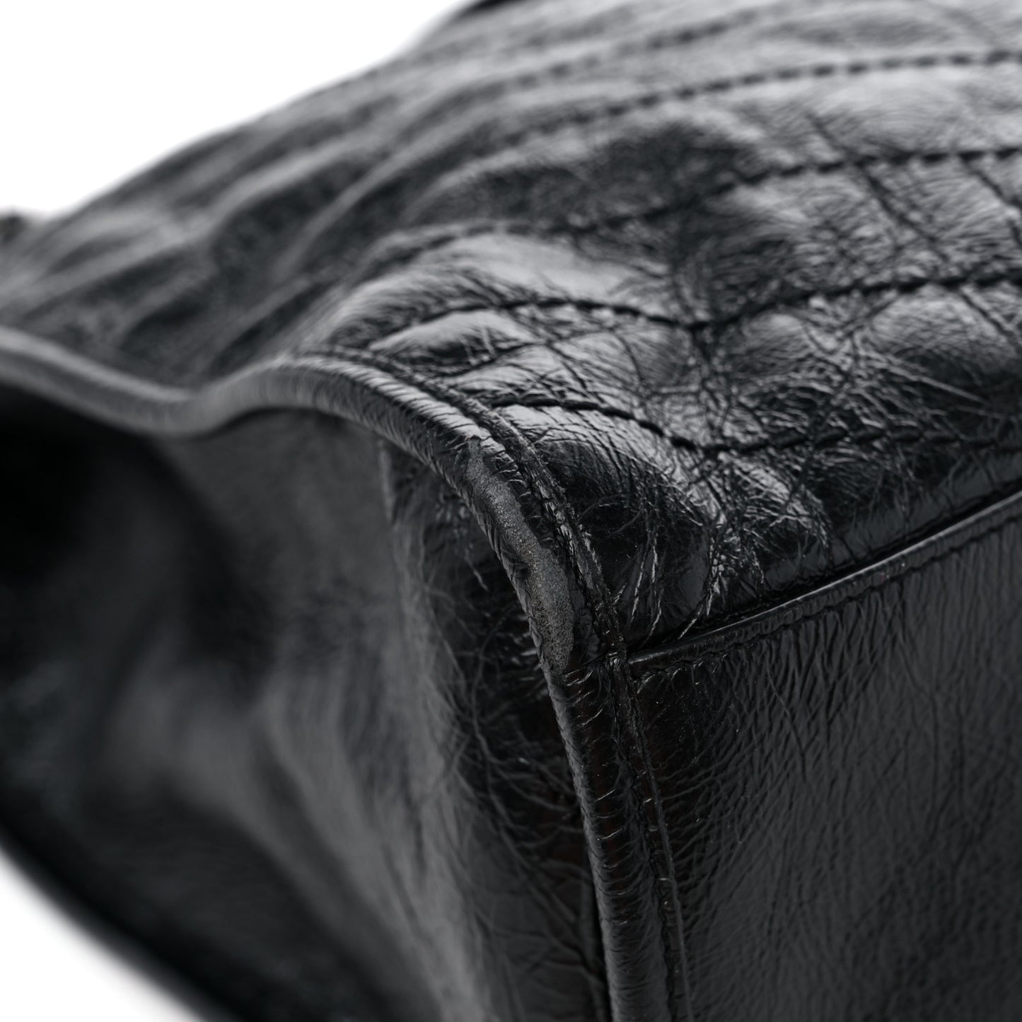 Crinkled Calfskin Matelasse Monogram Niki Shoulder Bag Black