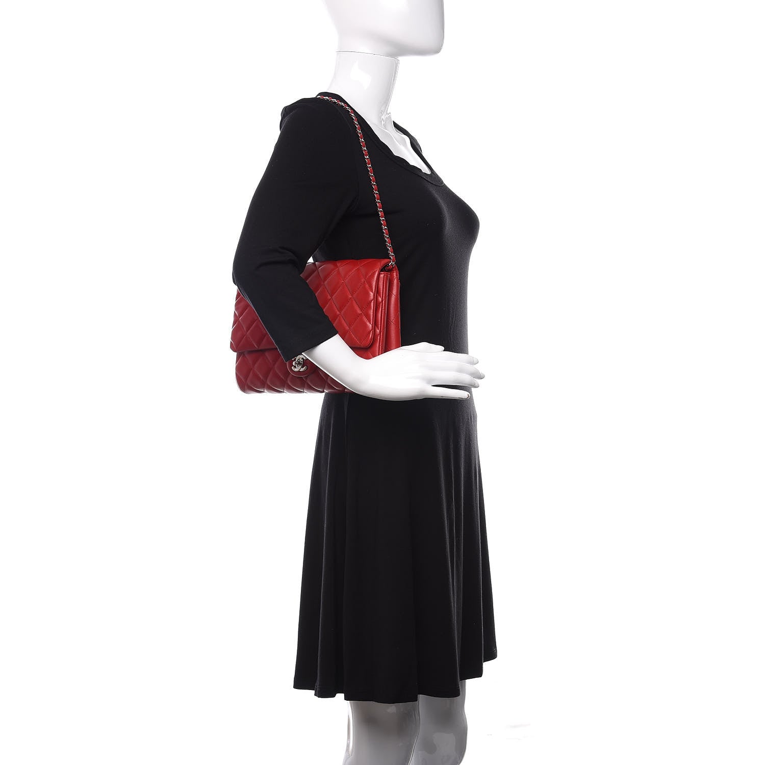 Chanel Lambskin Quilted Clutch With Chain Flap Red 2 of 10