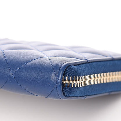 Chanel Lambskin Quilted Large Gusset Zip Around Wallet Dark Blue 10 of 11