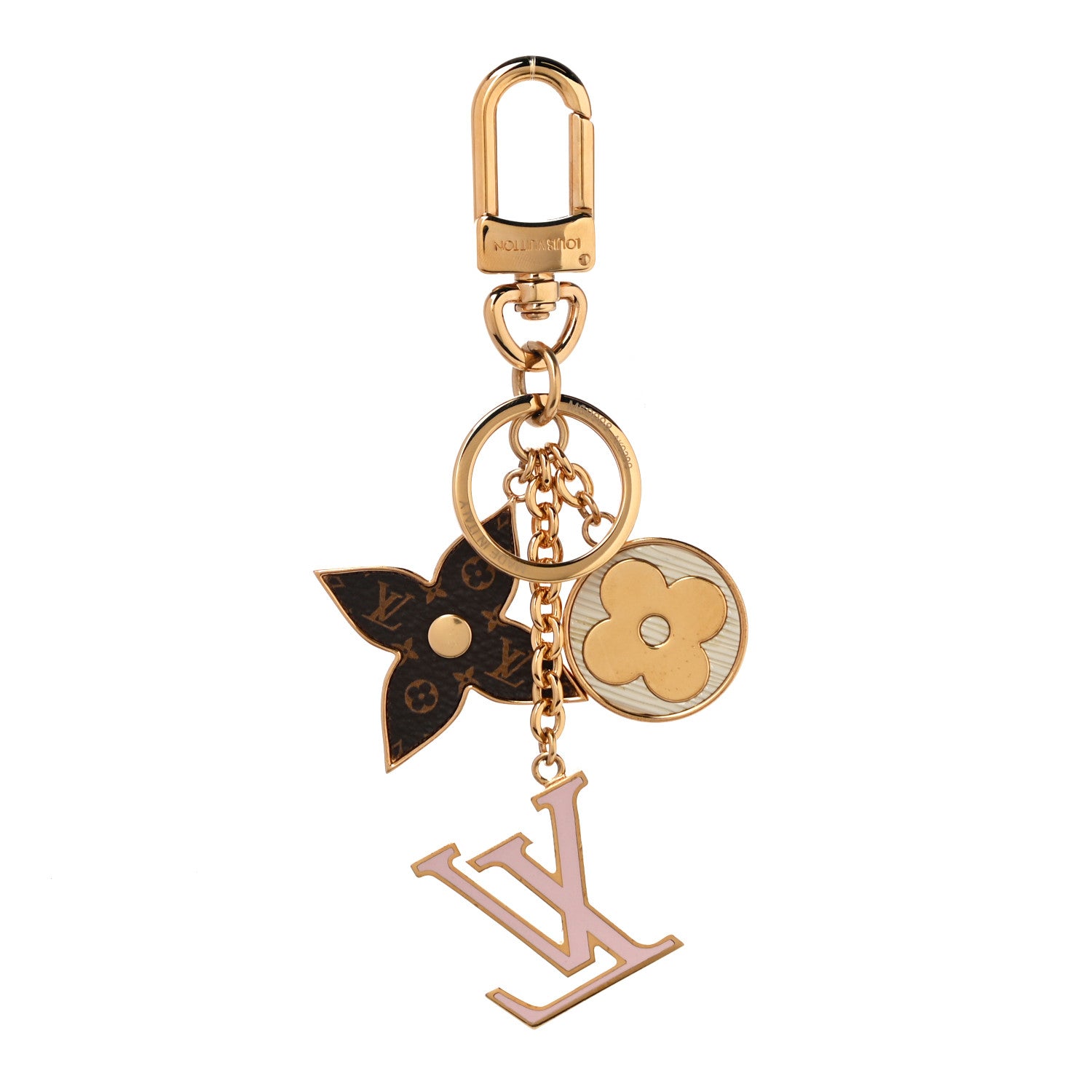 Louis Vuitton Metal Monogram Epi Spring Street Bag Charm Key Holder Gold 2 of 5