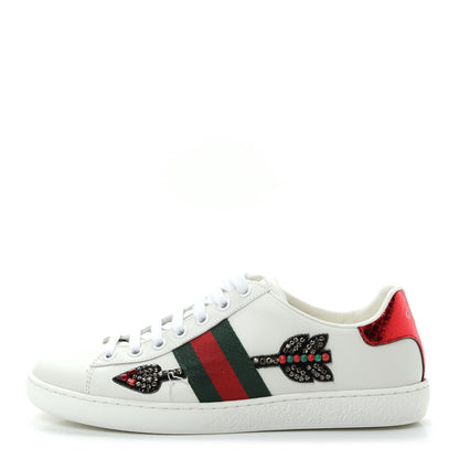 Gucci Calfskin Web Studded Womens Arrow Ace Sneakers 35.5 White 1 of 10