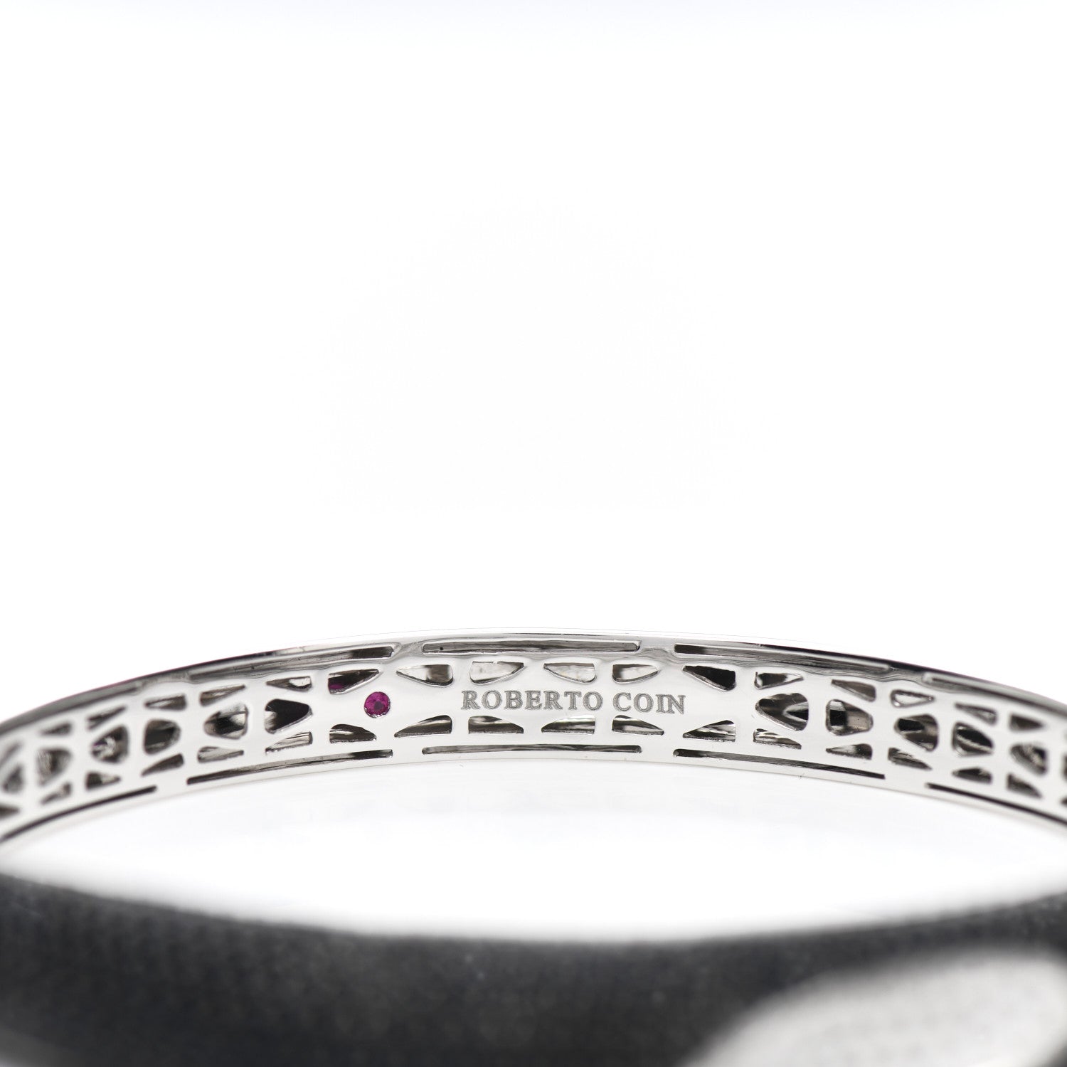 Roberto Coin 18K White Gold Diamond Black Sapphire Capri Plus Bangle Bracelet 3 of 3