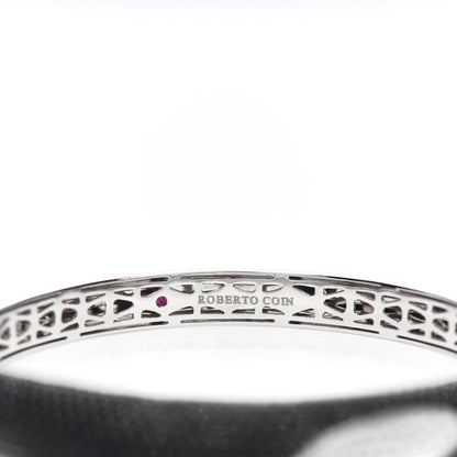 Roberto Coin 18K White Gold Diamond Black Sapphire Capri Plus Bangle Bracelet 3 of 3