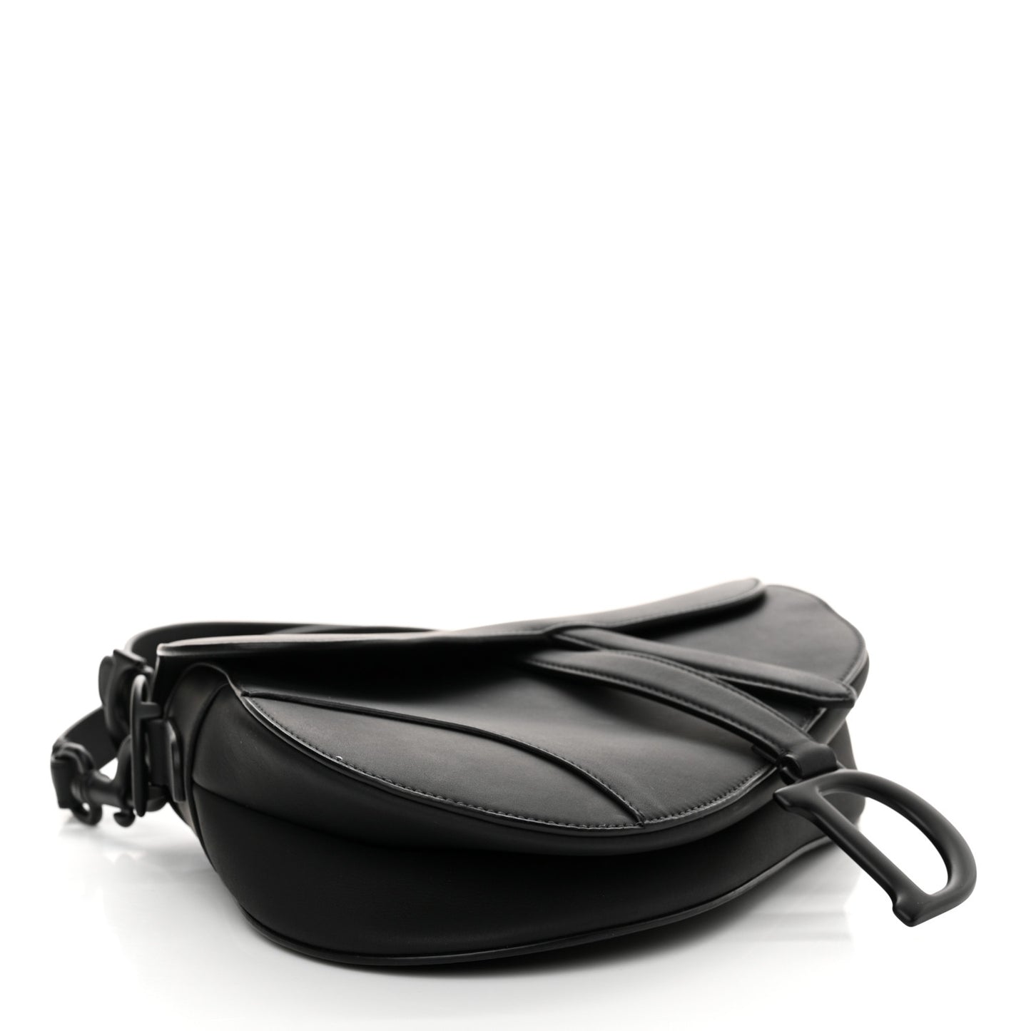 Ultra Matte Calfskin Saddle Bag With Strap Black Black
