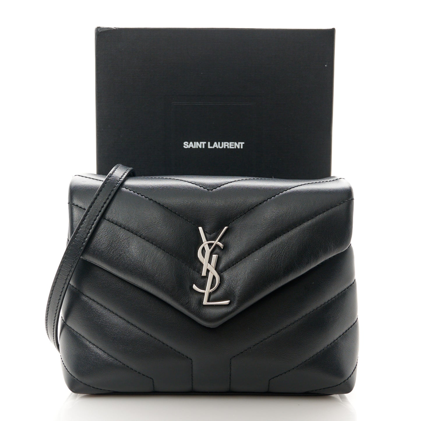 Calfskin Y Quilted Monogram Toy Loulou Crossbody Bag Black