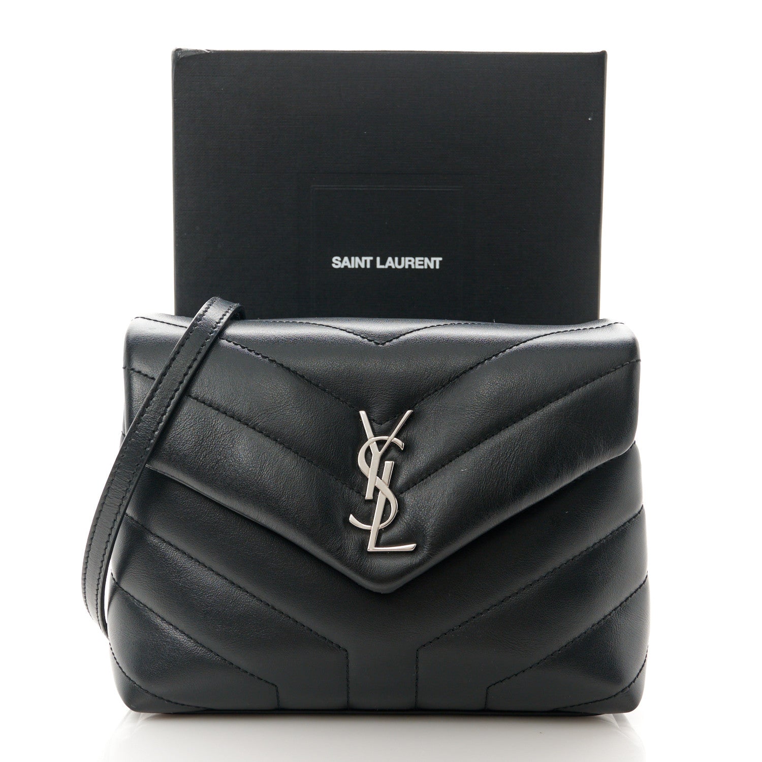 Saint Laurent Calfskin Y Quilted Monogram Toy Loulou Crossbody Bag Black 12 of 12