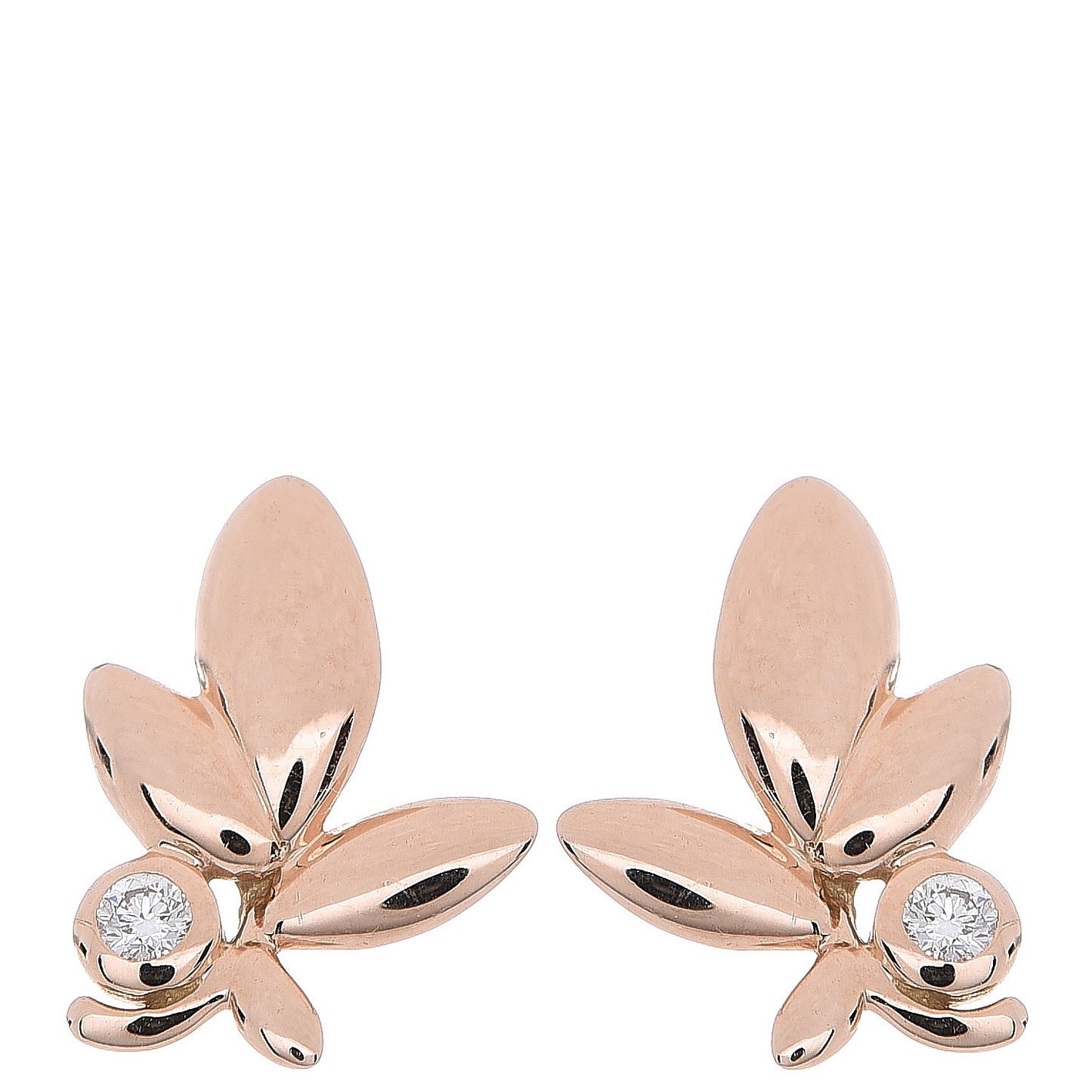 18K Rose Gold Diamond Paloma Picasso Olive Leaf Earrings