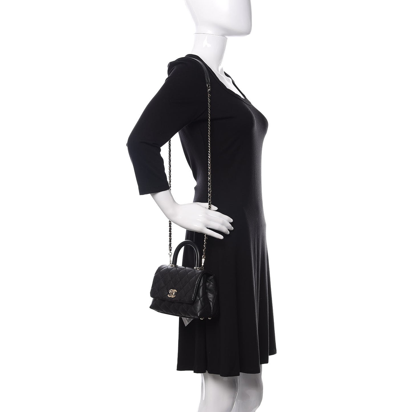 Caviar Quilted Extra Mini Coco Handle Flap Black