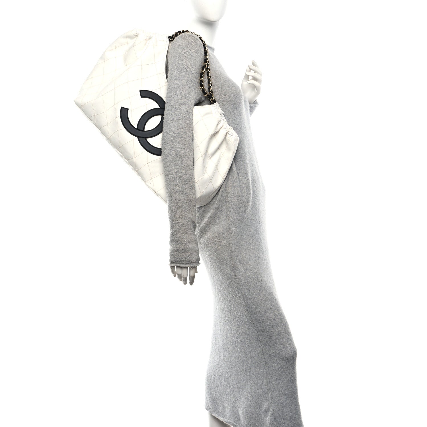 Chanel Denim Calfskin Quilted Coco Beach Small Shopping Tote White Black 2 of 11