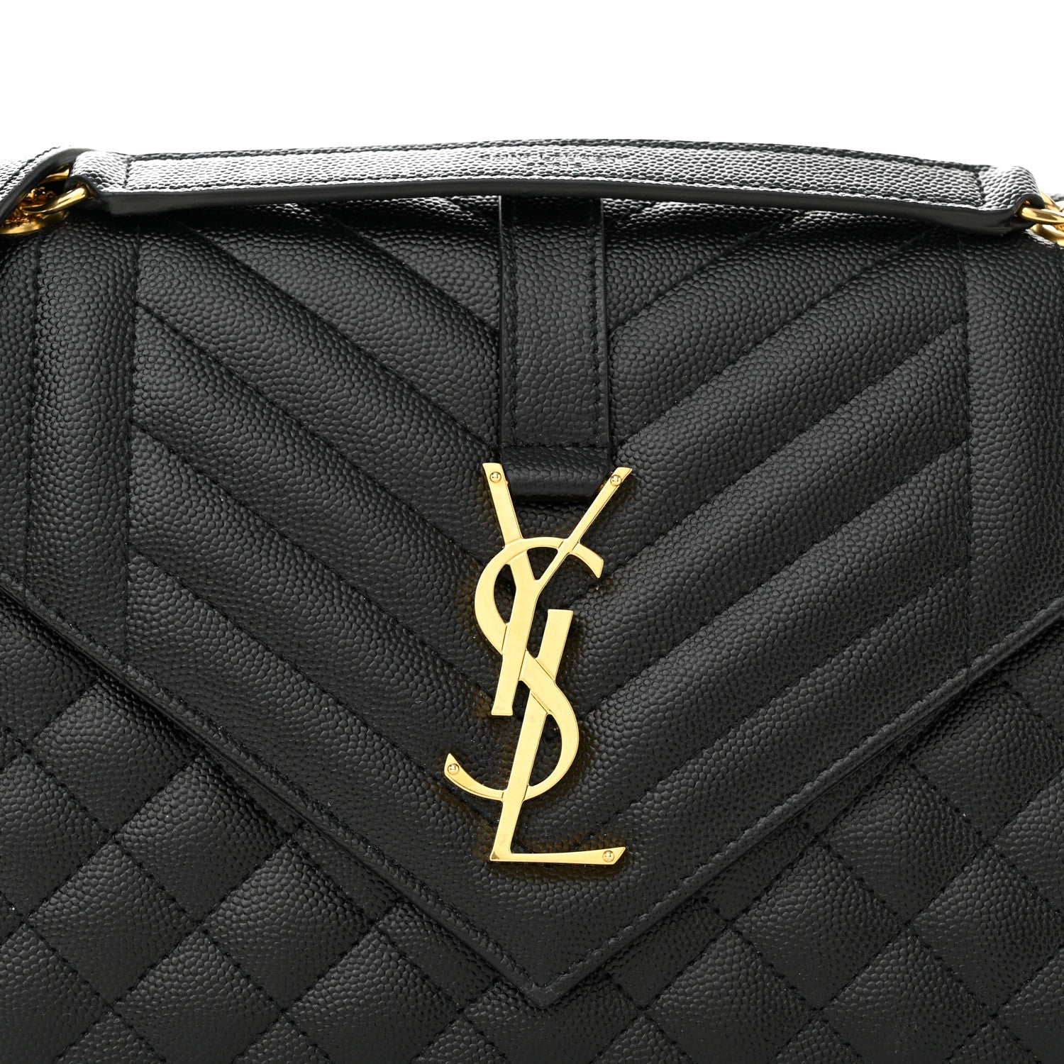Saint Laurent Grain De Poudre Textured Mixed Matelasse Triquilt Medium Monogram Satchel Black 8 of 10