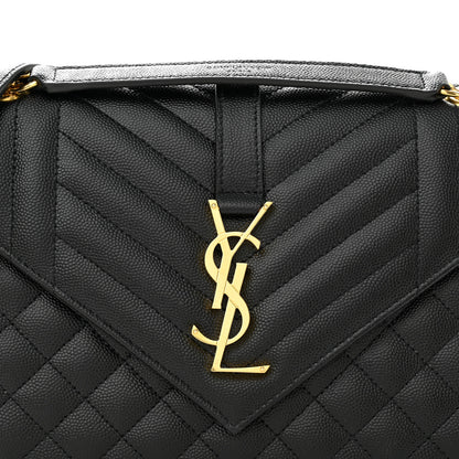 Saint Laurent Grain De Poudre Textured Mixed Matelasse Triquilt Medium Monogram Satchel Black 8 of 10