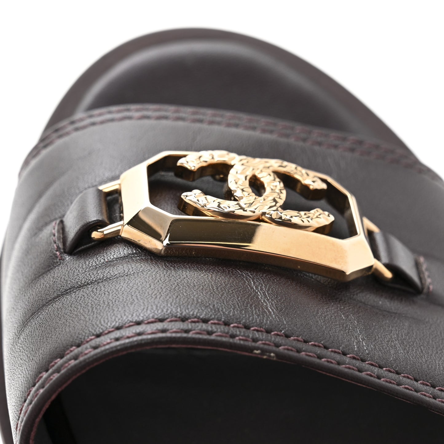 Shiny Calfskin CC Mules 39 Brown