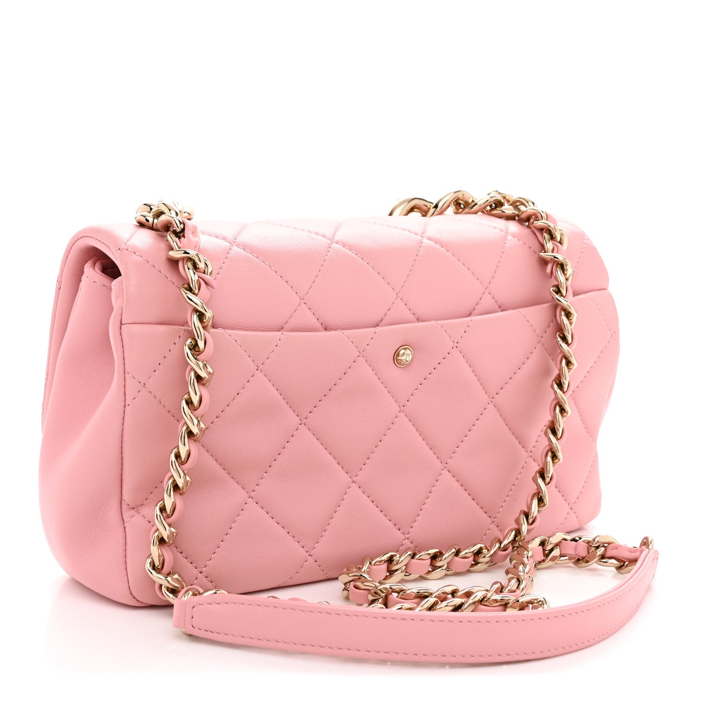 Lambskin Quilted Resin Bi-Color Chain Flap Bag Pink