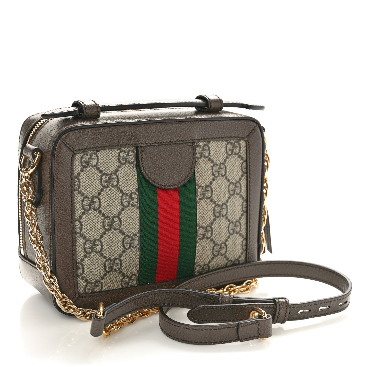 Gucci GG Supreme Monogram Mini Ophidia Top Handle Shoulder Bag Brown 3 of 10