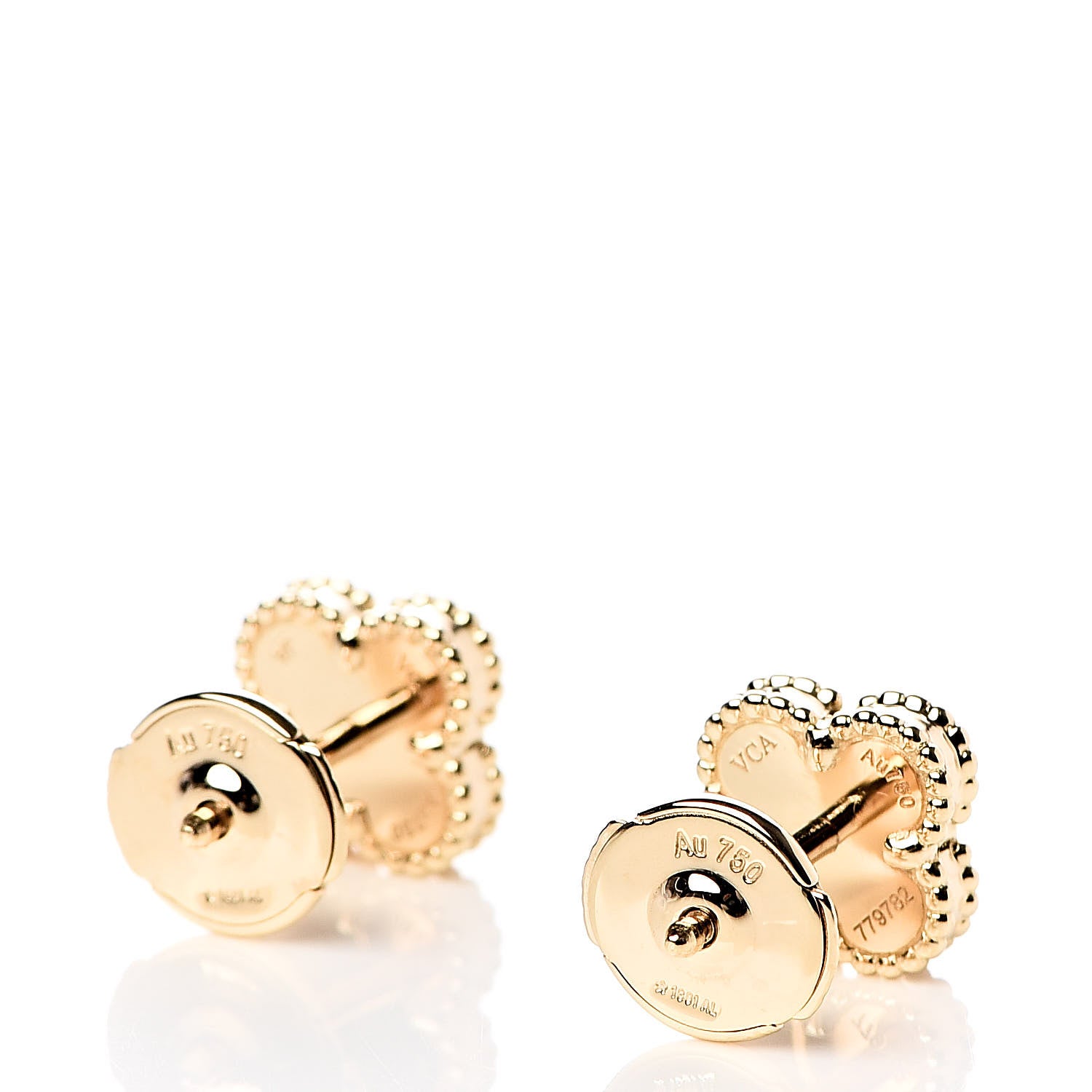 Van Cleef & Arpels 18K Yellow Gold Mother of Pearl Sweet Alhambra Earrings 3 of 6