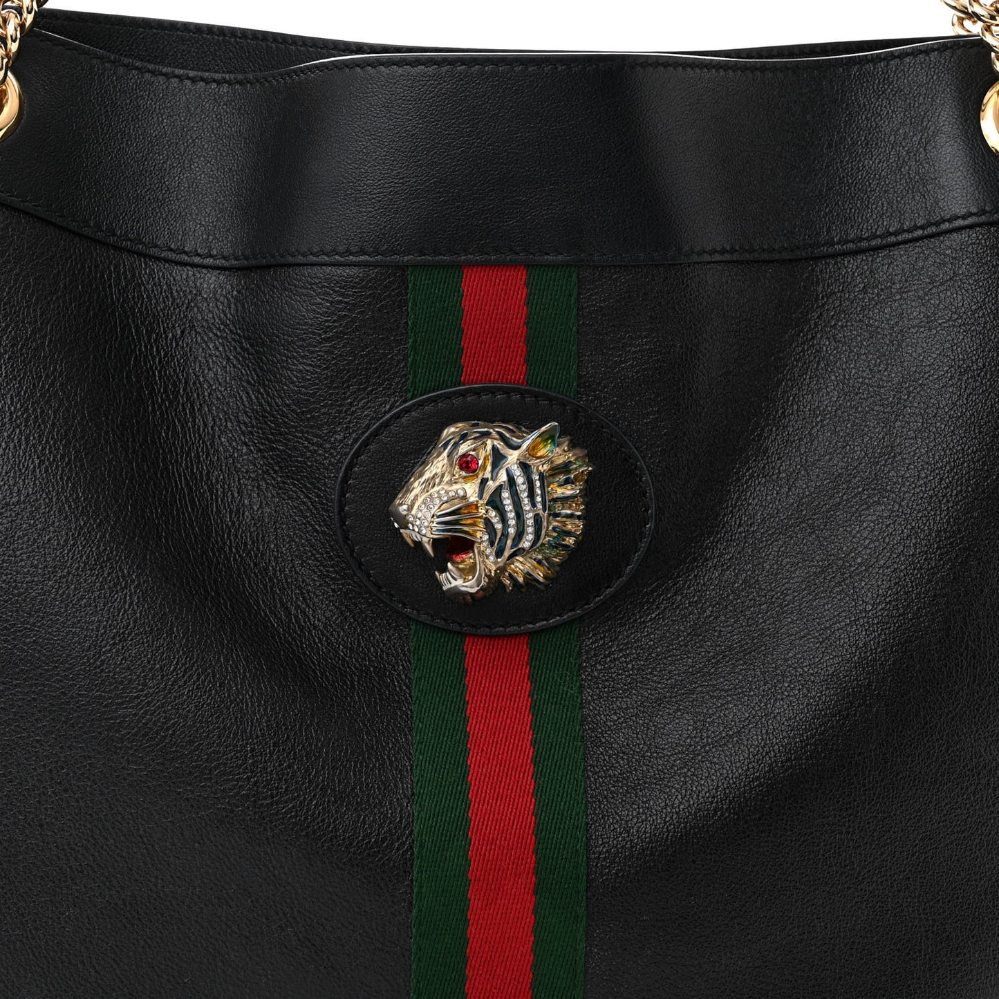 Calfskin Large Rajah Chain Tote Black