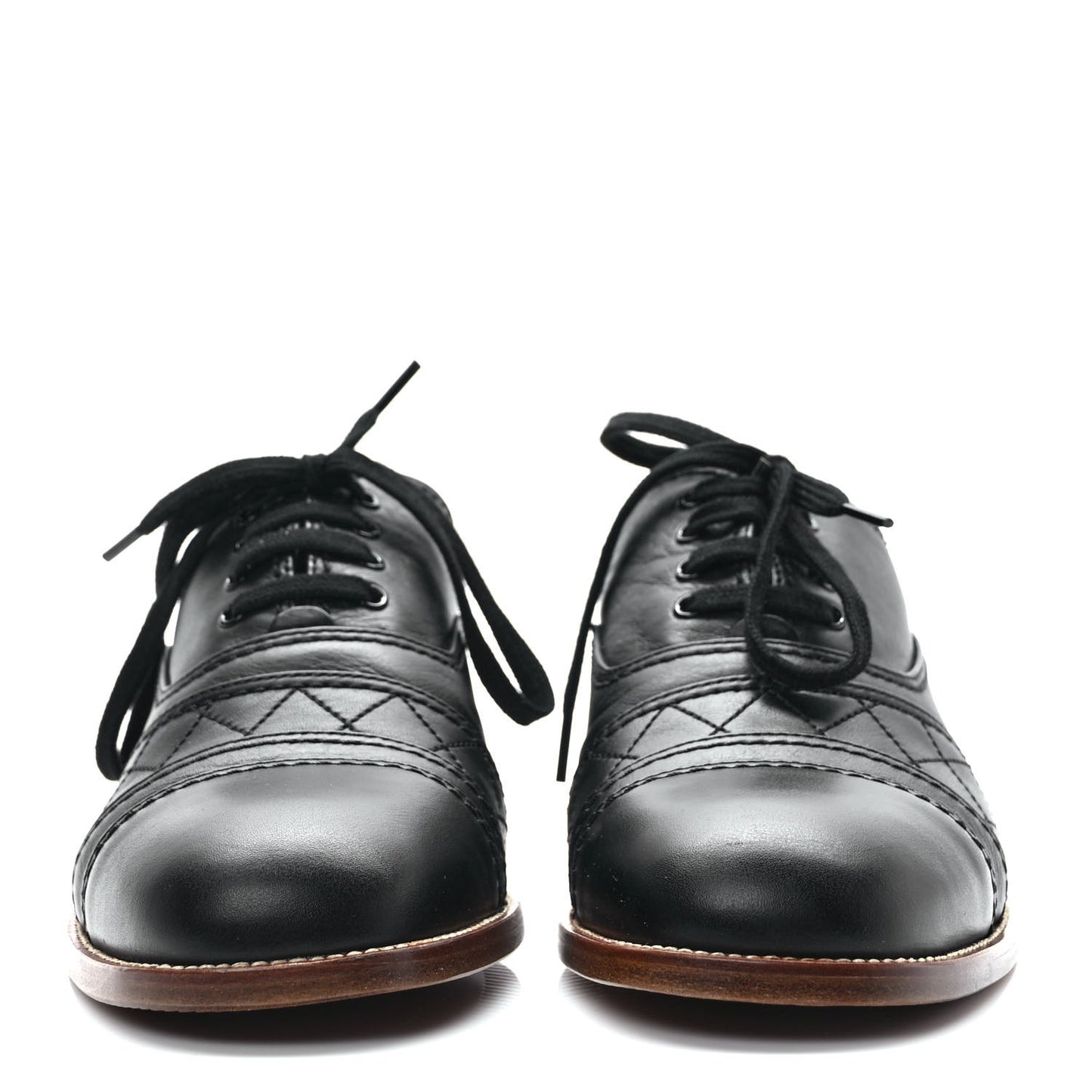 Calfskin Quilted CC Lace Up Oxfords 40.5 Black