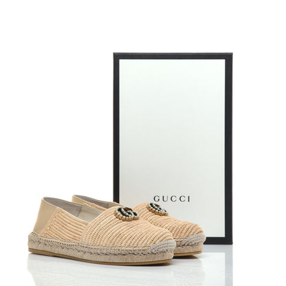Gucci Raffia Pearly GG Marmont Espadrilles 38.5 Naturale Sand Storm 8 of 8