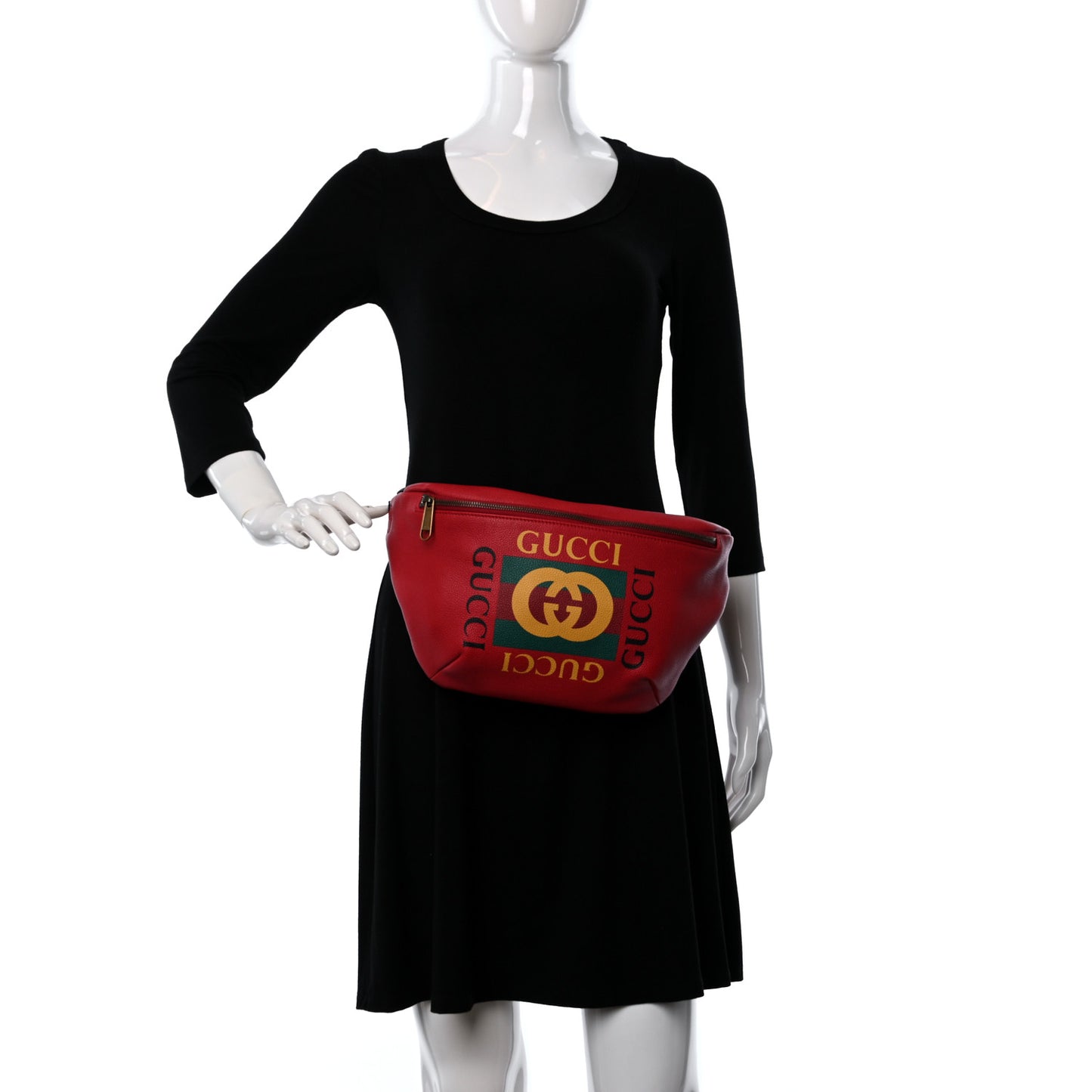 Grained Calfskin Logo Belt Bag Hibiscus Red
