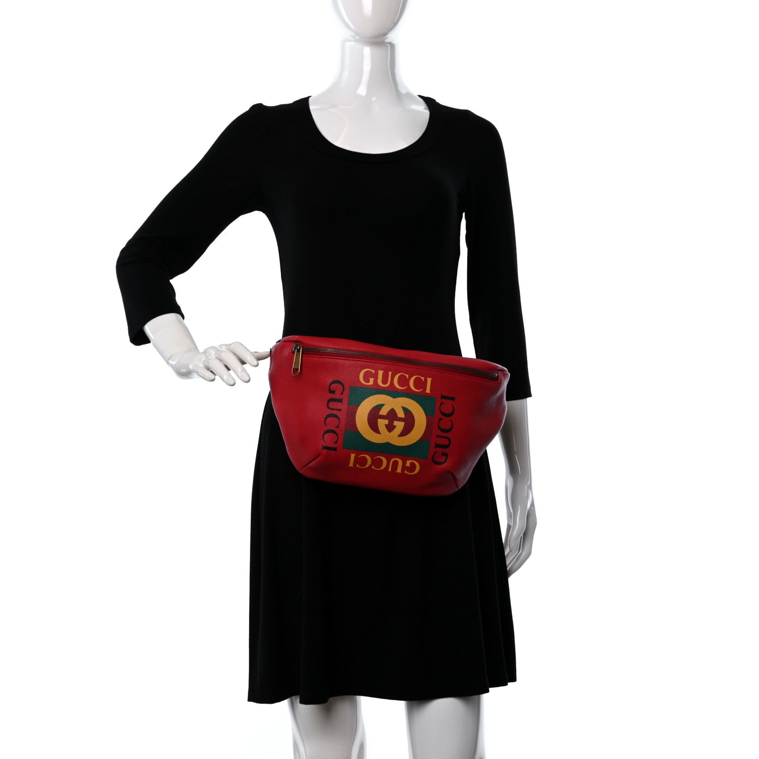 Gucci Grained Calfskin Logo Belt Bag Hibiscus Red 3 of 9