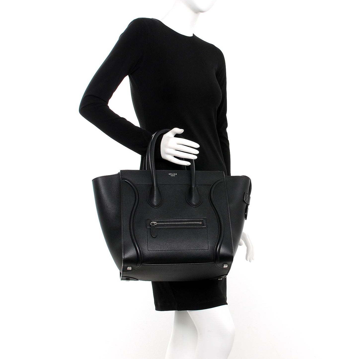 Drummed Calfskin Mini Luggage Black