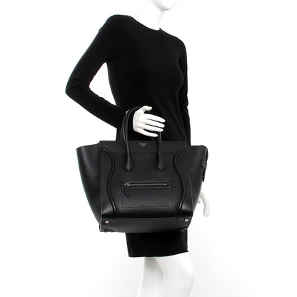 Celine Drummed Calfskin Mini Luggage Black 2 of 9