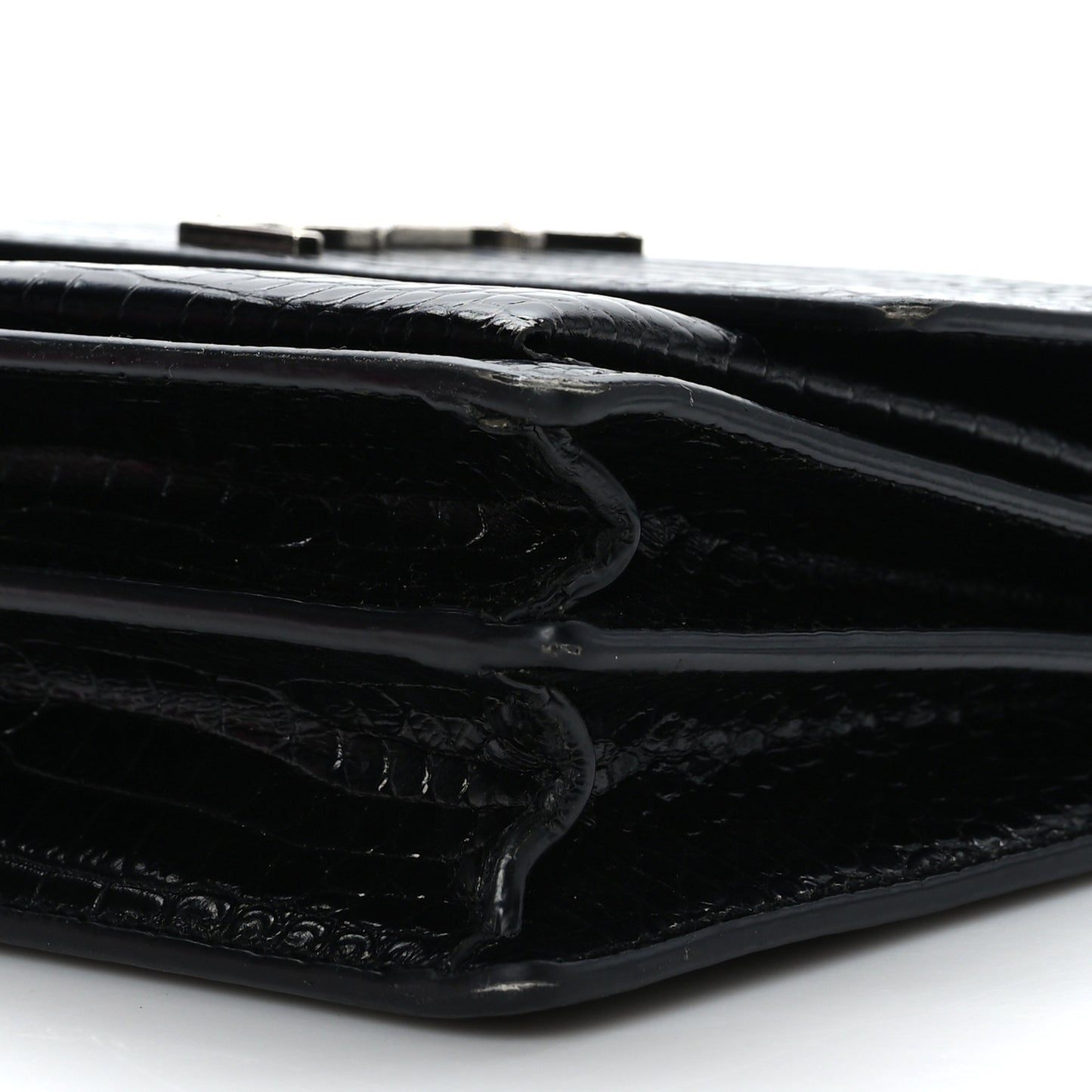 Calfskin Crocodile Embossed Medium Monogram Sunset Black