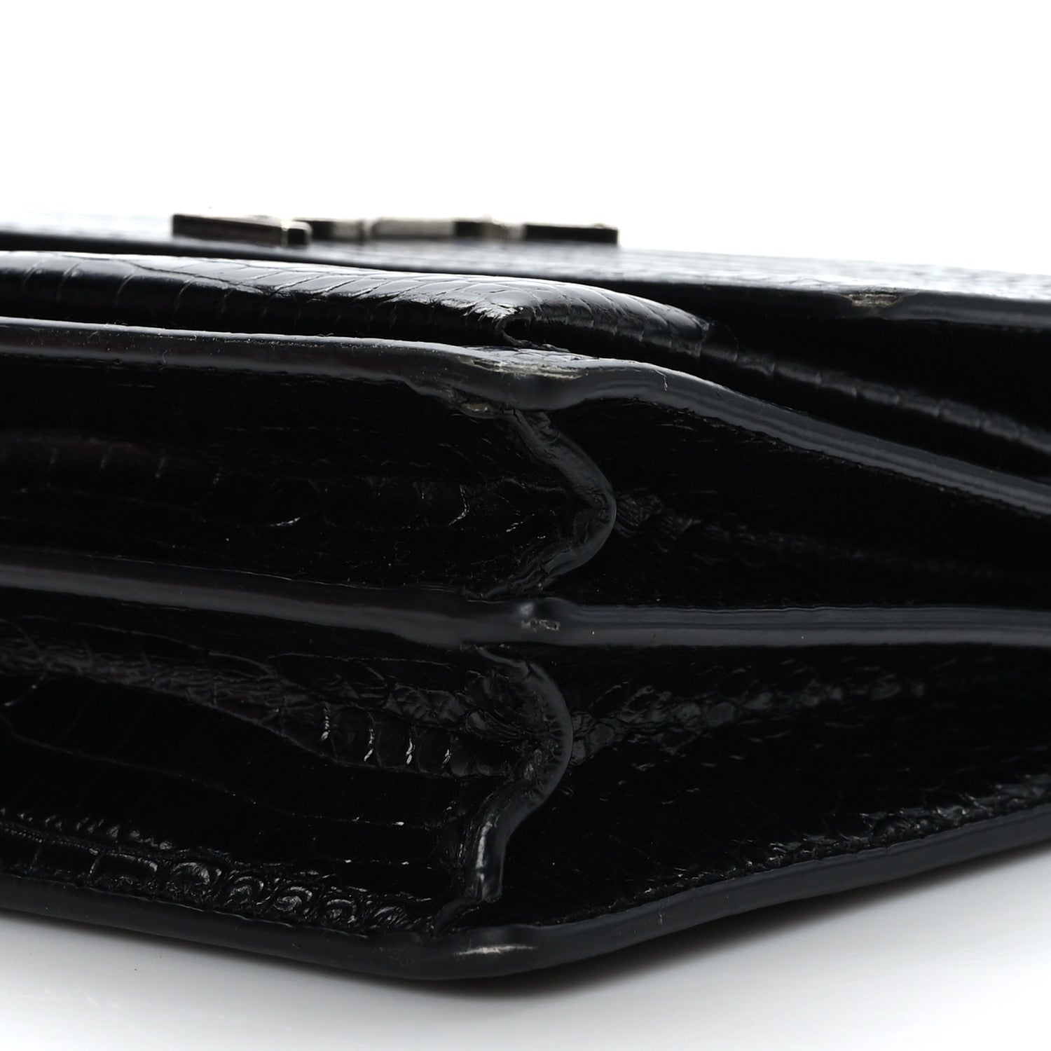 Saint Laurent Calfskin Crocodile Embossed Medium Monogram Sunset Black 8 of 8