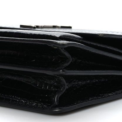 Saint Laurent Calfskin Crocodile Embossed Medium Monogram Sunset Black 8 of 8