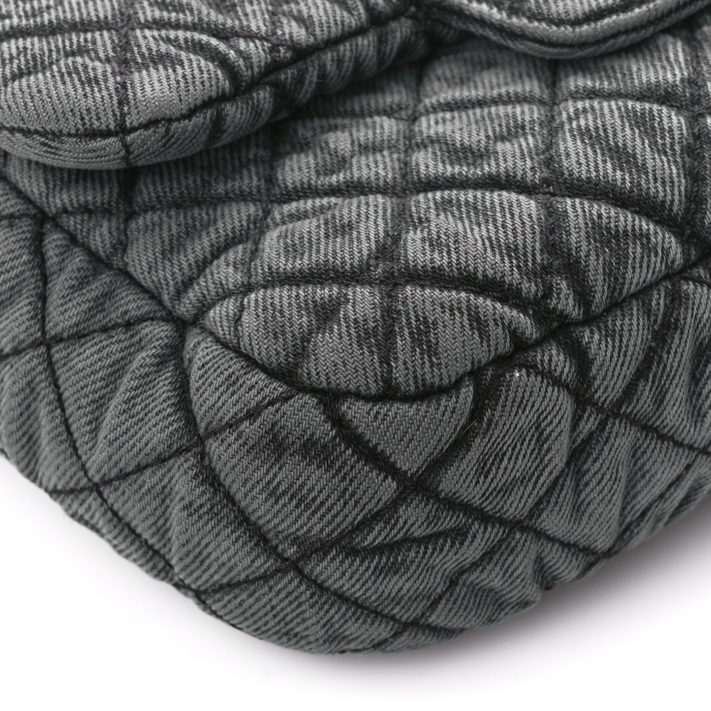 Washed Denim Quilted Small Denimpression Flap Grey Black