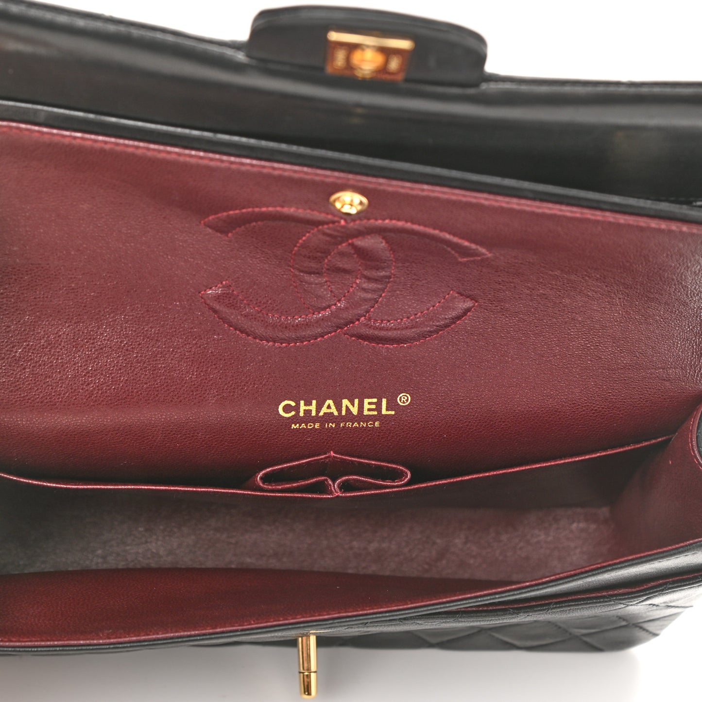 Lambskin Quilted Medium Double Flap Black