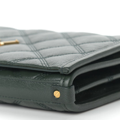 Saint Laurent Lambskin Diamond Quilted Becky Chain Wallet Green 6 of 11