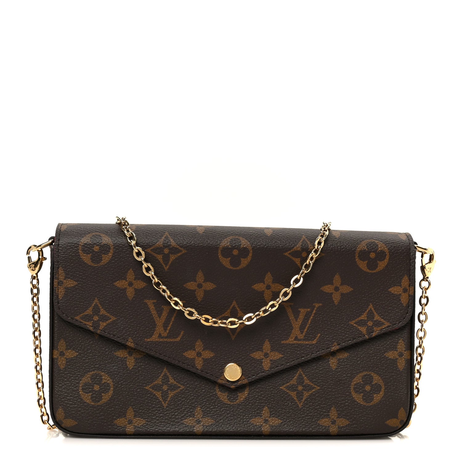 Louis Vuitton Monogram Pochette Felicie Chain Wallet Fuchsia 1 of 15