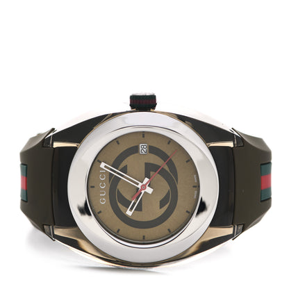 Gucci Stainless Steel Rubber 46mm Sync Web Quartz Watch Hunter Green 2 of 4