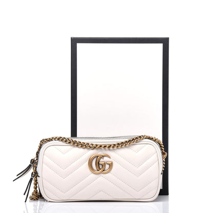 Gucci Calfskin Matelasse Mini GG Marmont Chain Crossbody Bag White 14 of 14