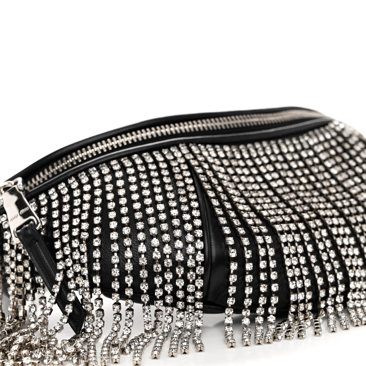 Miu Miu Nappa Crystal Fringe Belt Bag Black 8 of 10