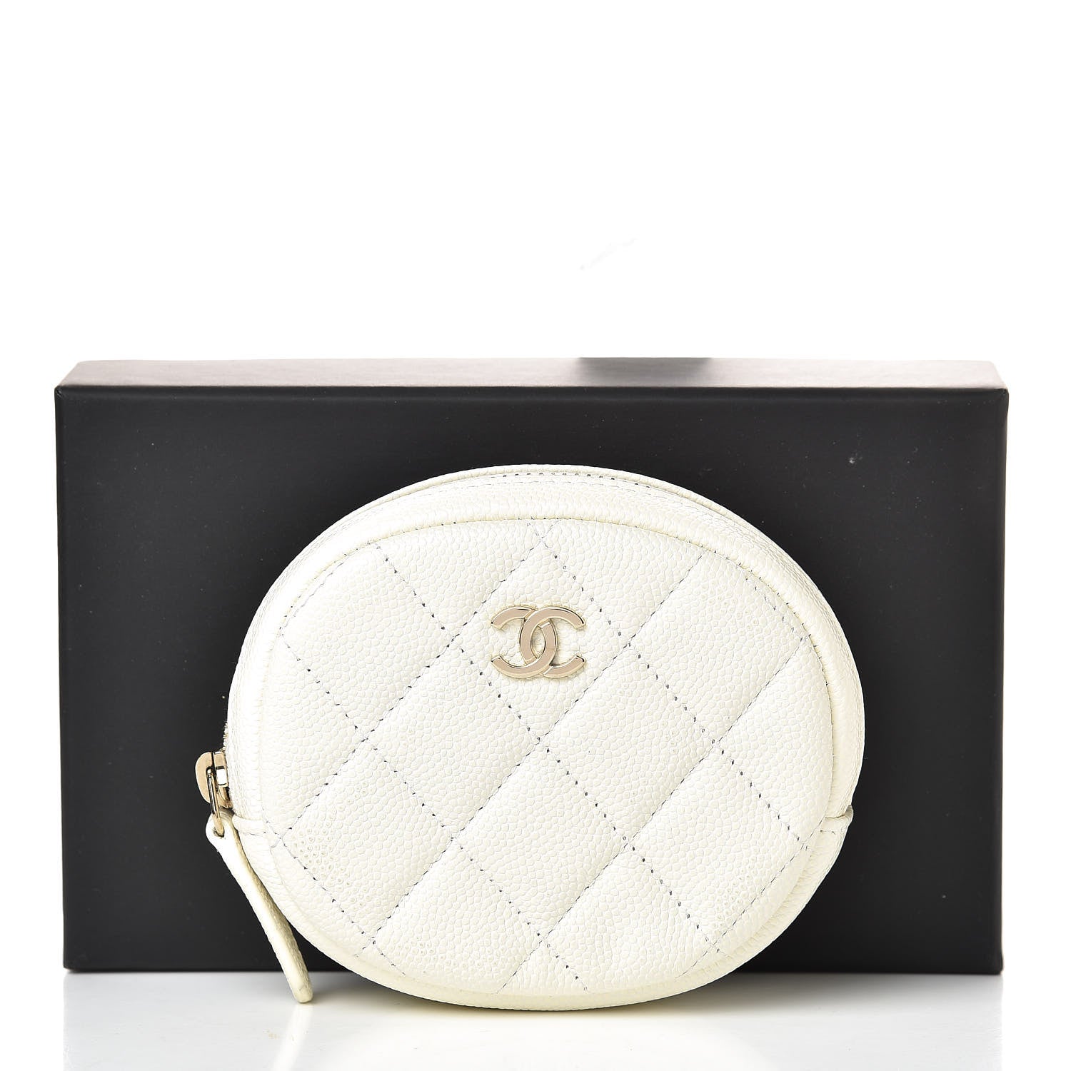 Chanel Caviar Quilted Zip Around Classic Coin Purse White 8 of 8