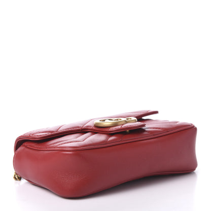 Gucci Calfskin Matelasse Super Mini GG Marmont Shoulder Bag Hibiscus Red 4 of 10