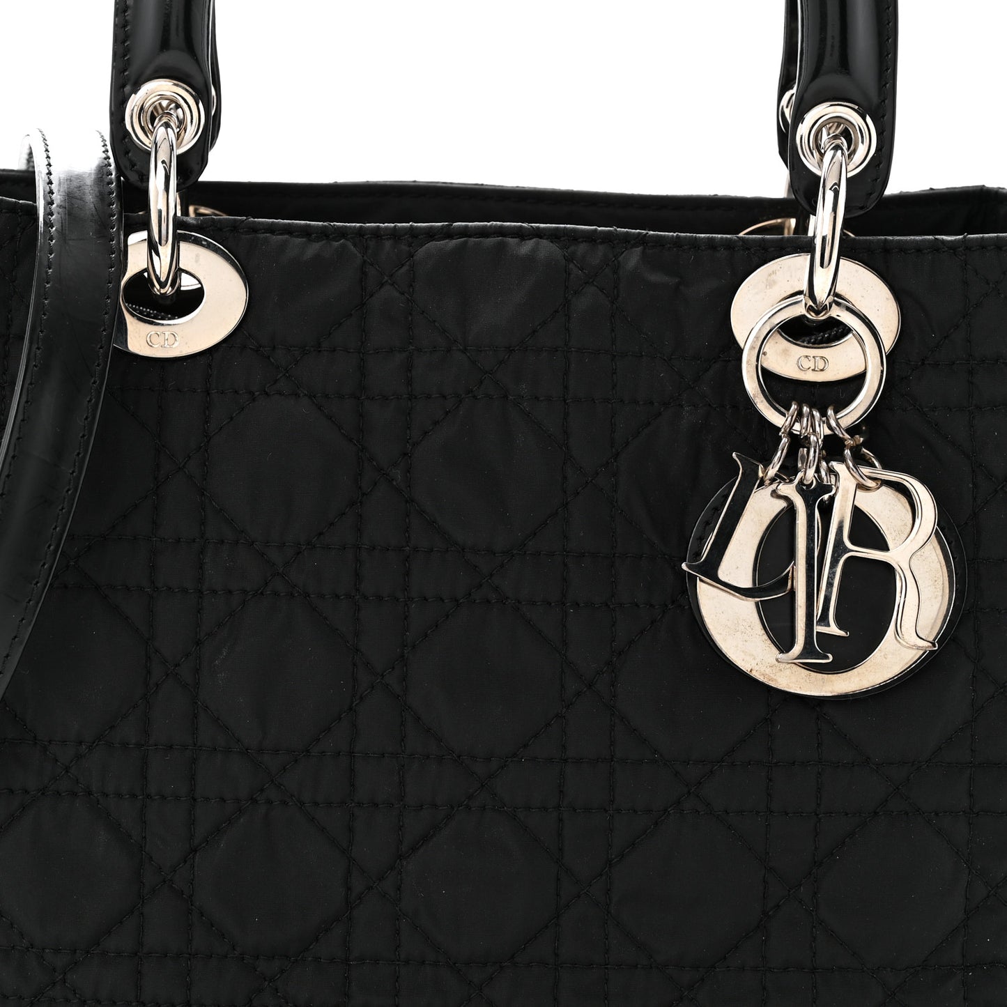 Nylon Cannage Medium Lady Dior Black