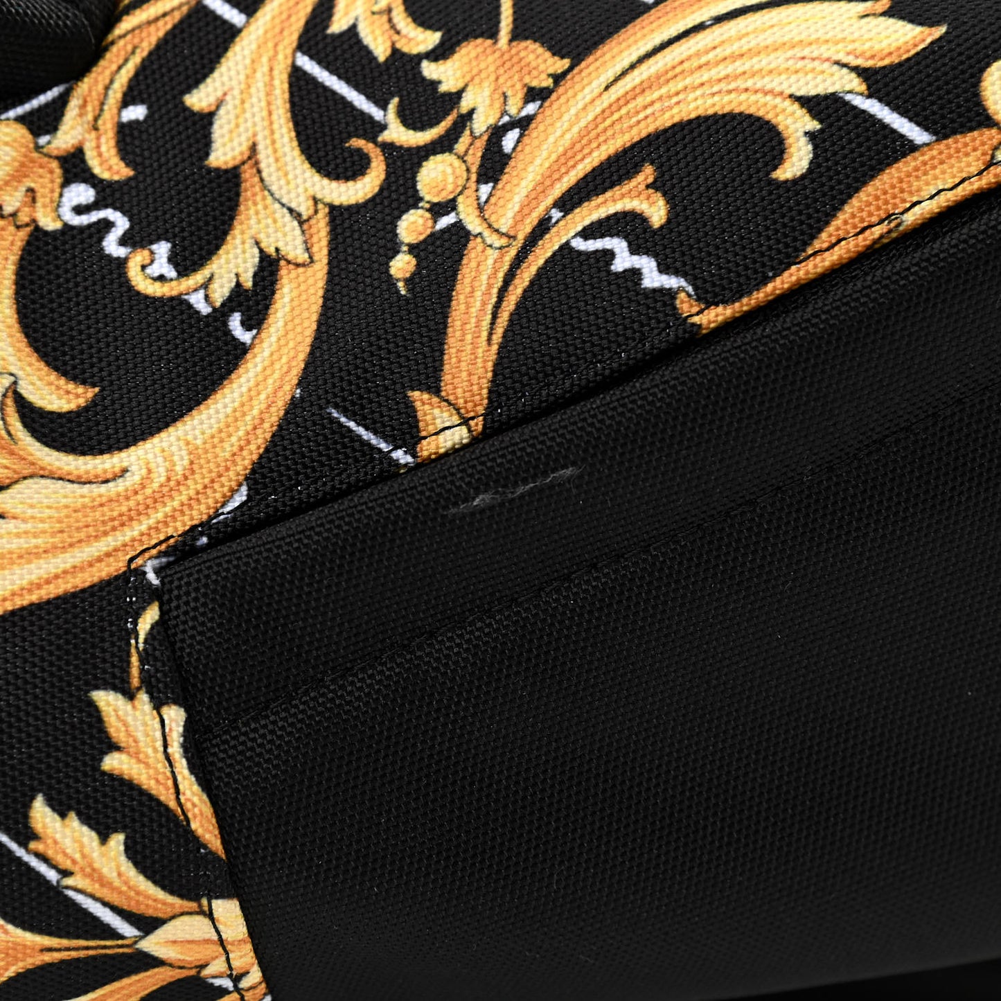 Nylon Barocco Signature Print Drawstring Backpack Black