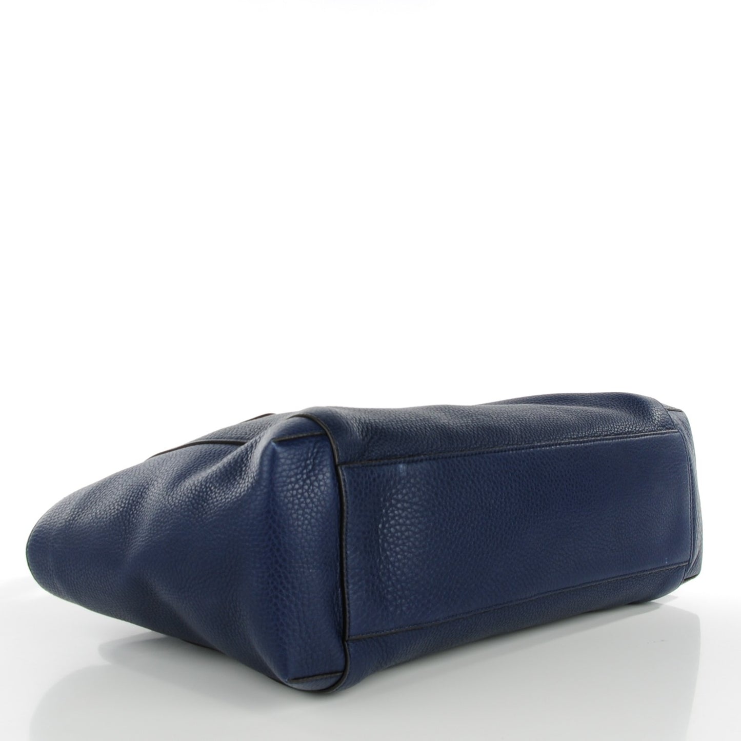 Pebbled Calfskin Large Lady Tassel Top Handle Bag Dark Blue