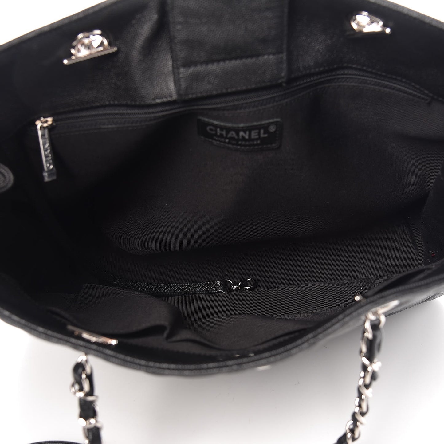 Caviar Quilted Large Shopping Tote Black