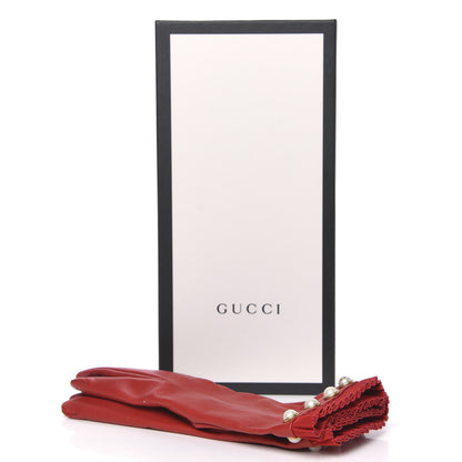 Gucci Nappa Pearl Gloves 8 Red 5 of 5