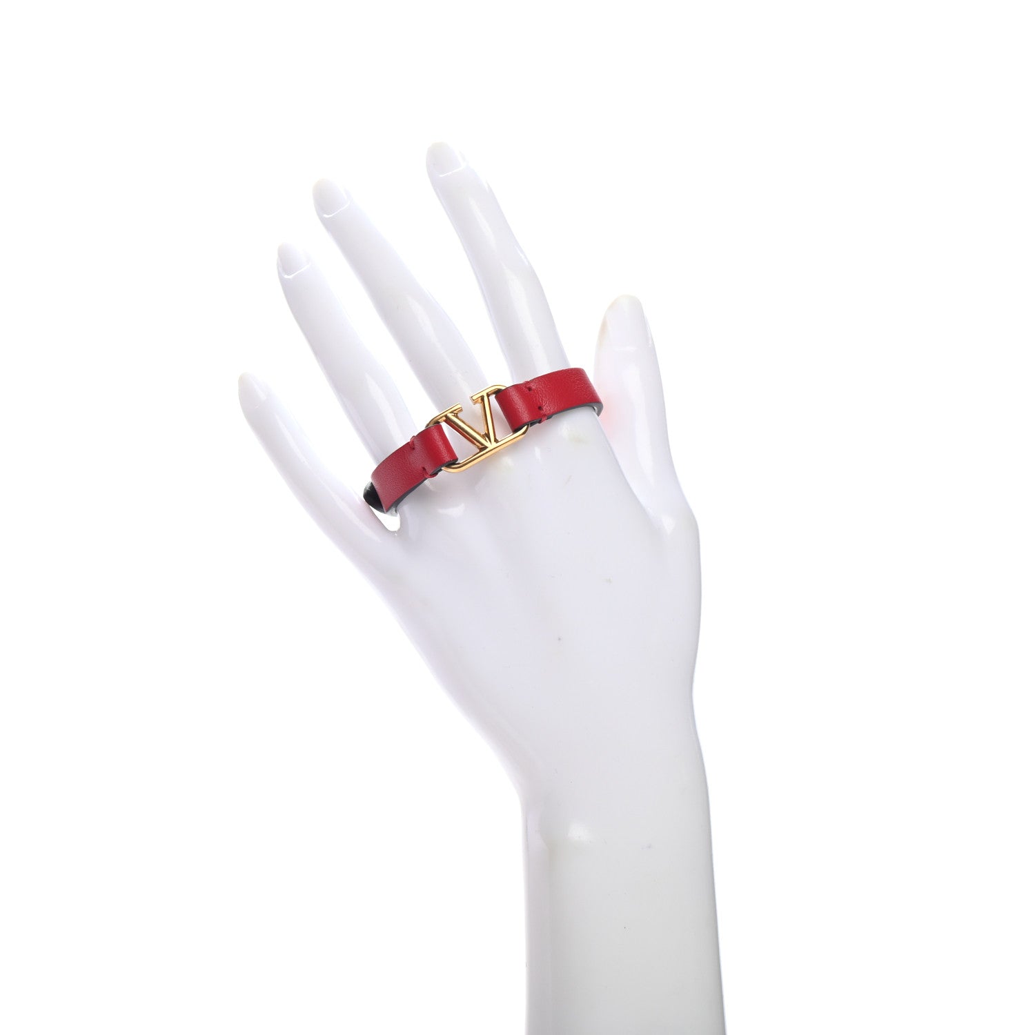Valentino Garavani Calfskin VLogo Bracelet Red 2 of 5
