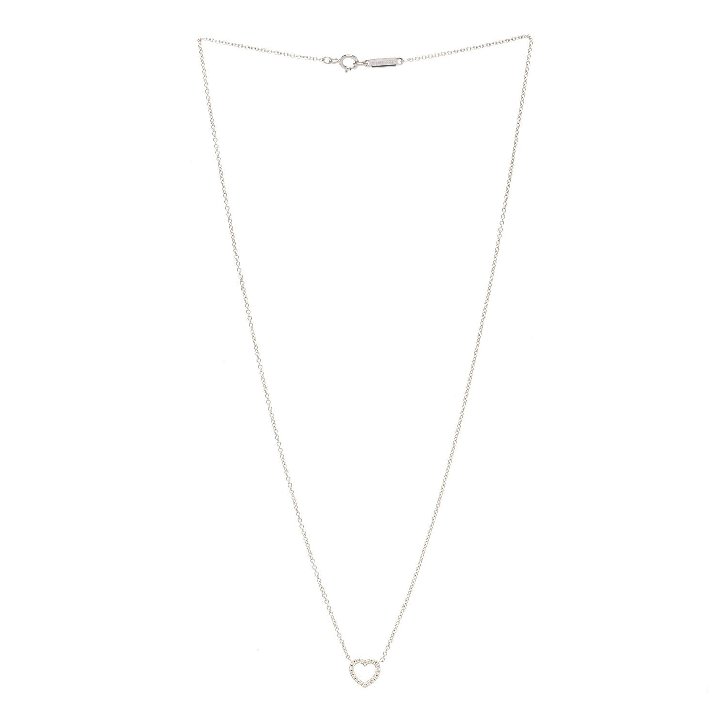 18K White Gold Diamond Metro Heart Pendant Necklace