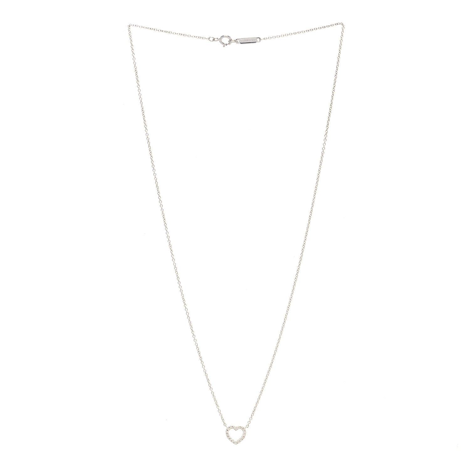 Tiffany 18K White Gold Diamond Metro Heart Pendant Necklace 3 of 6