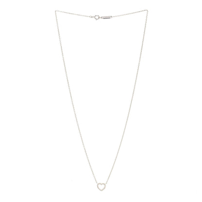 Tiffany 18K White Gold Diamond Metro Heart Pendant Necklace 3 of 6