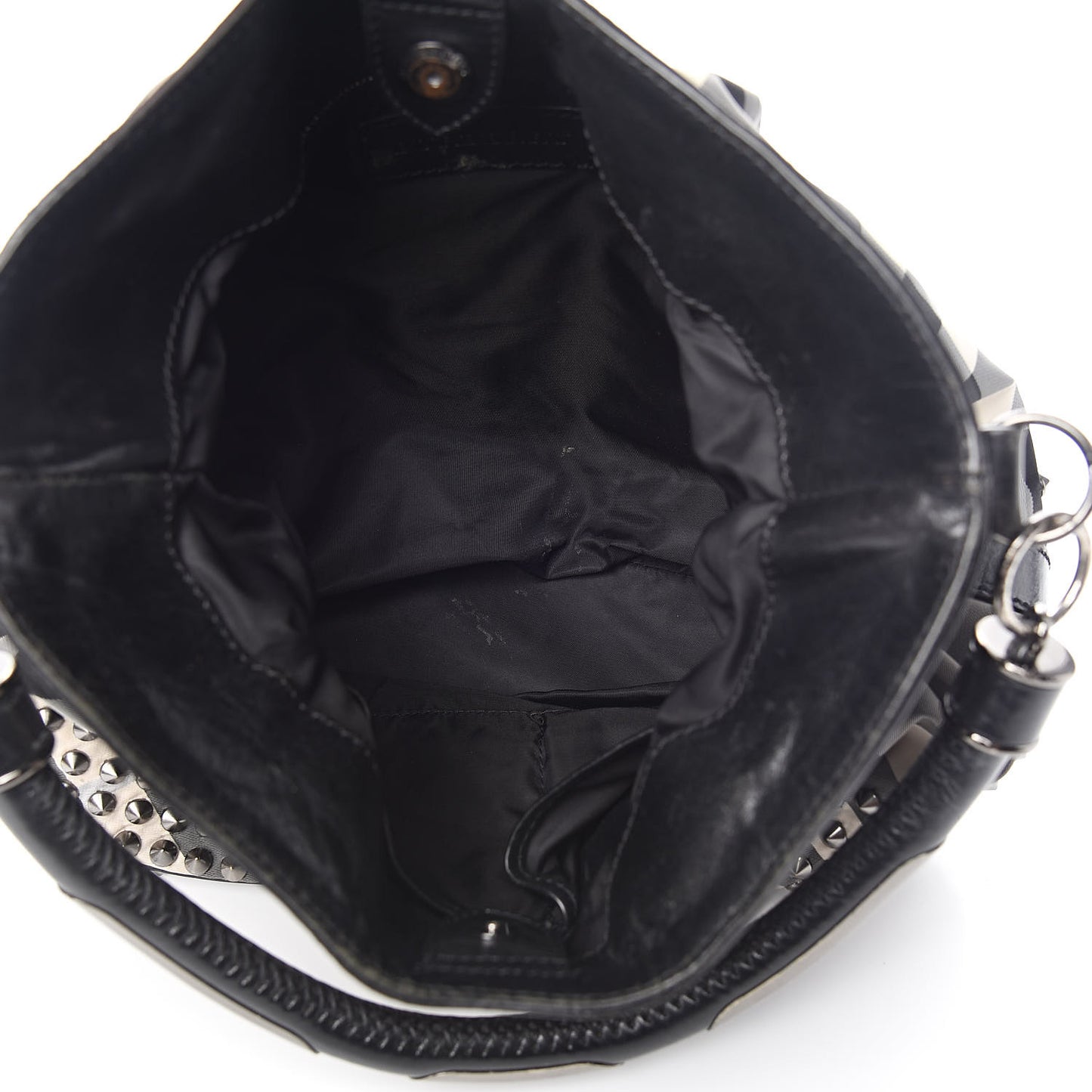 Nylon Beat Check Studded Hobo Black