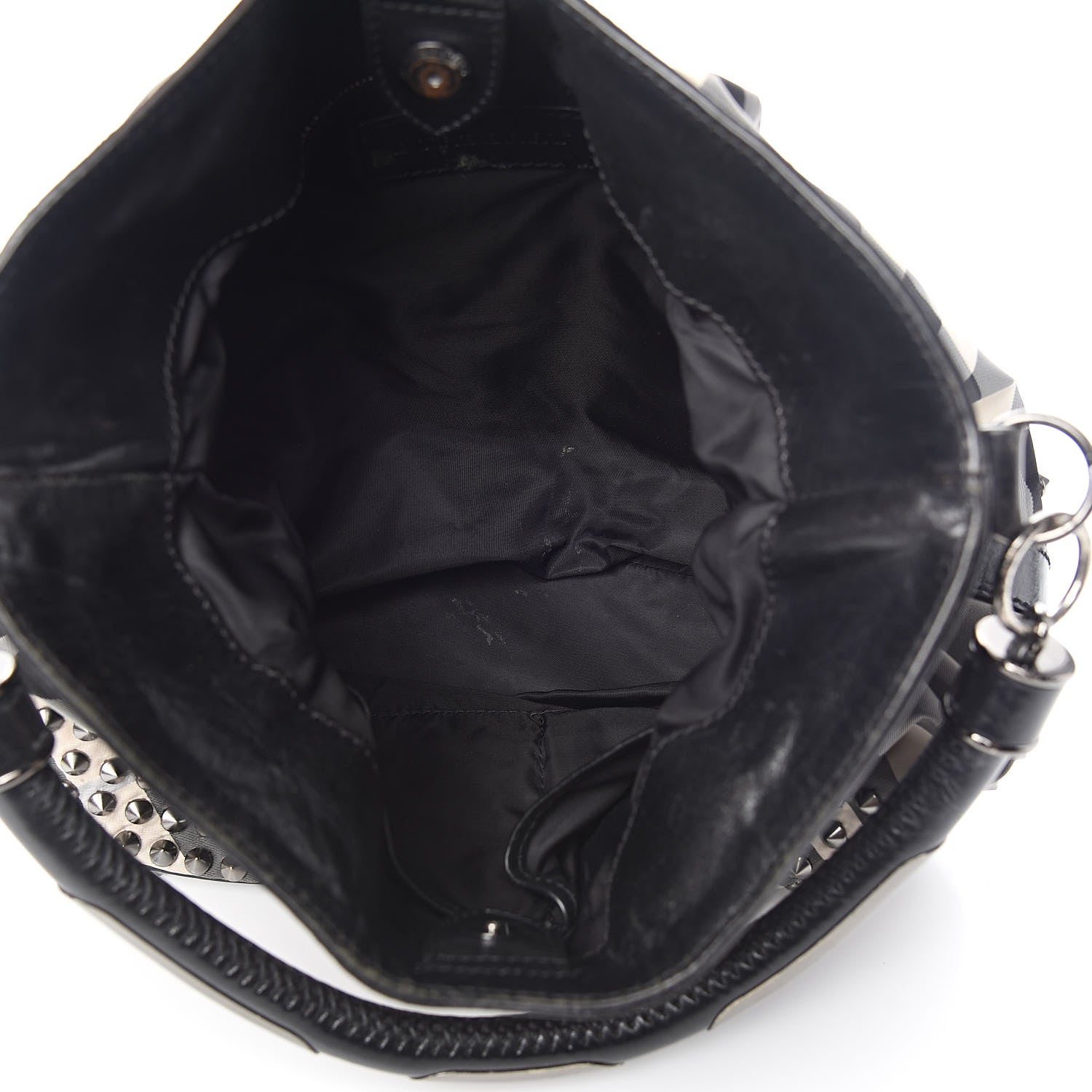 Burberry Nylon Beat Check Studded Hobo Black 5 of 22
