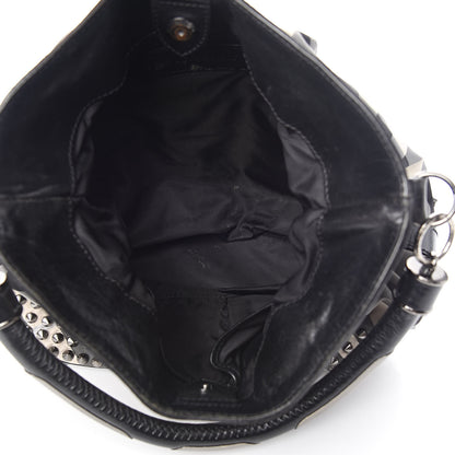 Burberry Nylon Beat Check Studded Hobo Black 5 of 22